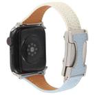 For Apple Watch 46mm / 49mm / 45mm / 44mm Slim Magnetic Buckle Genuine Leather Watch Band(Blue Beige) - 2