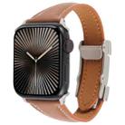 For Apple Watch 42mm / 41mm / 40mm / 38mm Slim Magnetic Buckle Genuine Leather Watch Band(Brown) - 1