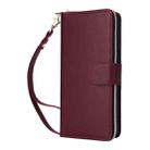 For iPhone 12 / 12 Pro Nine-card Slots Zipper Wallet Bag Leather Phone Case(Wine Red) - 2