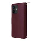 For iPhone 12 / 12 Pro Nine-card Slots Zipper Wallet Bag Leather Phone Case(Wine Red) - 3