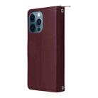 For iPhone 12 Pro Max Nine-card Slots Zipper Wallet Bag Leather Phone Case(Wine Red) - 3