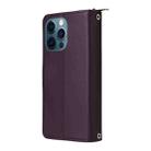 For iPhone 12 Pro Max Nine-card Slots Zipper Wallet Bag Leather Phone Case(Dark Purple) - 3