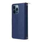 For iPhone 12 Pro Max Nine-card Slots Zipper Wallet Bag Leather Phone Case(Blue) - 3