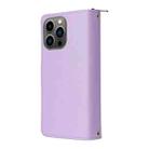 For iPhone 13 Pro Nine-card Slots Zipper Wallet Bag Leather Phone Case(Light Purple) - 3