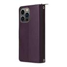 For iPhone 13 Pro Nine-card Slots Zipper Wallet Bag Leather Phone Case(Dark Purple) - 3