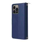 For iPhone 13 Pro Nine-card Slots Zipper Wallet Bag Leather Phone Case(Blue) - 3