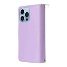 For iPhone 13 Pro Max Nine-card Slots Zipper Wallet Bag Leather Phone Case(Light Purple) - 3