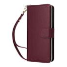 For iPhone 13 Pro Max Nine-card Slots Zipper Wallet Bag Leather Phone Case(Wine Red) - 2
