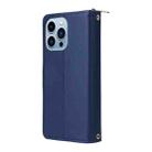 For iPhone 13 Pro Max Nine-card Slots Zipper Wallet Bag Leather Phone Case(Blue) - 3