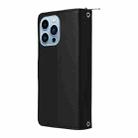 For iPhone 13 Pro Max Nine-card Slots Zipper Wallet Bag Leather Phone Case(Black) - 3