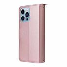 For iPhone 13 Pro Max Nine-card Slots Zipper Wallet Bag Leather Phone Case(Rose Gold) - 3