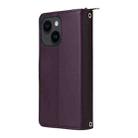 For iPhone 14 / 13 Nine-card Slots Zipper Wallet Bag Leather Phone Case(Dark Purple) - 3