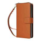 For iPhone 14 / 13 Nine-card Slots Zipper Wallet Bag Leather Phone Case(Brown) - 2