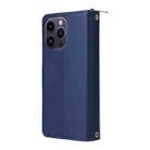 For iPhone 14 Pro Max Nine-card Slots Zipper Wallet Bag Leather Phone Case(Blue) - 3