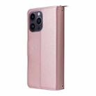 For iPhone 14 Pro Max Nine-card Slots Zipper Wallet Bag Leather Phone Case(Rose Gold) - 3