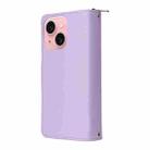 For iPhone 15 Nine-card Slots Zipper Wallet Bag Leather Phone Case(Light Purple) - 3