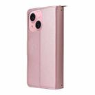 For iPhone 15 Nine-card Slots Zipper Wallet Bag Leather Phone Case(Rose Gold) - 3