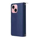 For iPhone 15 Plus / 14 Plus Nine-card Slots Zipper Wallet Bag Leather Phone Case(Blue) - 3