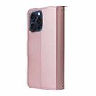 For iPhone 15 Pro Nine-card Slots Zipper Wallet Bag Leather Phone Case(Rose Gold) - 3