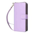 For iPhone 15 Pro Max Nine-card Slots Zipper Wallet Bag Leather Phone Case(Light Purple) - 2
