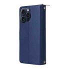 For iPhone 15 Pro Max Nine-card Slots Zipper Wallet Bag Leather Phone Case(Blue) - 3