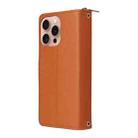 For iPhone 16 Pro Nine-card Slots Zipper Wallet Bag Leather Phone Case(Brown) - 3