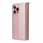 For iPhone 16 Pro Max Nine-card Slots Zipper Wallet Bag Leather Phone Case(Rose Gold) - 3