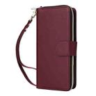 For iPhone 16 Nine-card Slots Zipper Wallet Bag Leather Phone Case(Wine Red) - 2