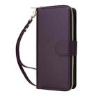 For iPhone 16 Nine-card Slots Zipper Wallet Bag Leather Phone Case(Dark Purple) - 2
