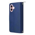 For iPhone 16 Nine-card Slots Zipper Wallet Bag Leather Phone Case(Blue) - 3