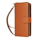 For iPhone 16 Nine-card Slots Zipper Wallet Bag Leather Phone Case(Brown) - 2