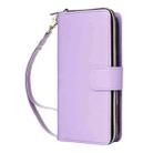 For iPhone 16 Plus Nine-card Slots Zipper Wallet Bag Leather Phone Case(Light Purple) - 2