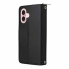 For iPhone 16 Plus Nine-card Slots Zipper Wallet Bag Leather Phone Case(Black) - 3