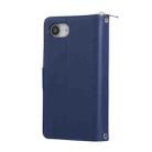 For iPhone 16e Nine-card Slots Zipper Wallet Bag Leather Phone Case(Blue) - 3