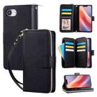 For iPhone 16e Nine-card Slots Zipper Wallet Bag Leather Phone Case(Black) - 1