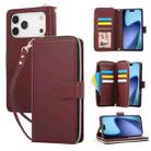 For iPhone 17 Pro Max Nine-card Slots Zipper Wallet Bag Leather Phone Case(Wine Red) - 1