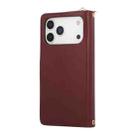 For iPhone 17 Pro Max Nine-card Slots Zipper Wallet Bag Leather Phone Case(Wine Red) - 3