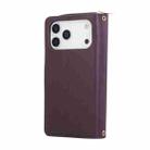 For iPhone 17 Pro Max Nine-card Slots Zipper Wallet Bag Leather Phone Case(Dark Purple) - 3