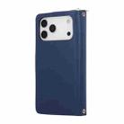 For iPhone 17 Pro Max Nine-card Slots Zipper Wallet Bag Leather Phone Case(Blue) - 3