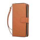 For iPhone 17 Pro Max Nine-card Slots Zipper Wallet Bag Leather Phone Case(Brown) - 2