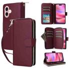For iPhone 17 Nine-card Slots Zipper Wallet Bag Leather Phone Case(Wine Red) - 1