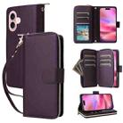 For iPhone 17 Nine-card Slots Zipper Wallet Bag Leather Phone Case(Dark Purple) - 1