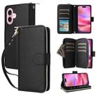 For iPhone 17 Nine-card Slots Zipper Wallet Bag Leather Phone Case(Black) - 1