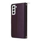 For Samsung Galaxy S22 5G Nine-card Slots Zipper Wallet Bag Leather Phone Case(Dark Purple) - 3