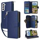 For Samsung Galaxy S22 5G Nine-card Slots Zipper Wallet Bag Leather Phone Case(Blue) - 1