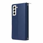 For Samsung Galaxy S22 5G Nine-card Slots Zipper Wallet Bag Leather Phone Case(Blue) - 3