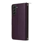 For Samsung Galaxy S22+ 5G Nine-card Slots Zipper Wallet Bag Leather Phone Case(Dark Purple) - 3