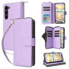 For Samsung Galaxy S23 5G Nine-card Slots Zipper Wallet Bag Leather Phone Case(Purple) - 1