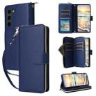 For Samsung Galaxy S23 5G Nine-card Slots Zipper Wallet Bag Leather Phone Case(Blue) - 1