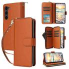 For Samsung Galaxy S23 5G Nine-card Slots Zipper Wallet Bag Leather Phone Case(Brown) - 1